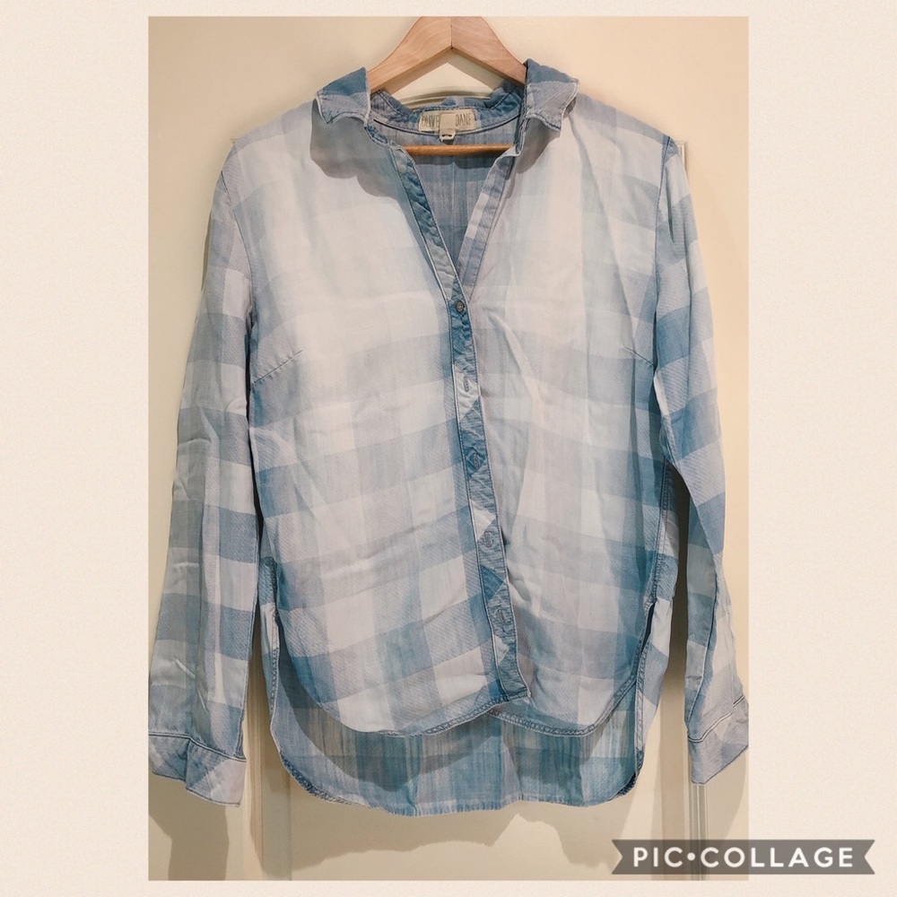 Faded blue plaid top